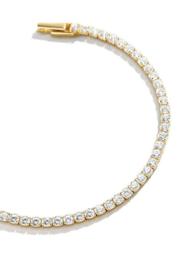 14k Gold Filled Tennis Bracelet|3mm Cubic Zirconia Classic Tennis Bracelet|Gold Link Bracelets For Women Girls 6.15/6.75/7.15 Inch