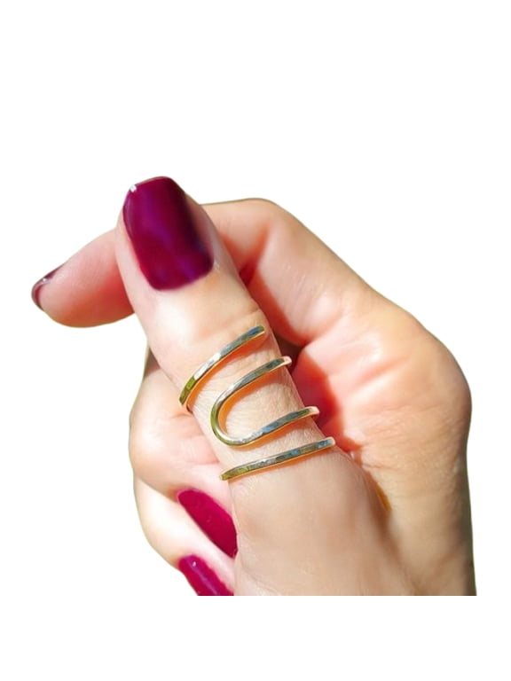 14k Gold Filled Thumb Ring for Women Hammered U shape Savannah 9