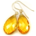 thumbnail image 1 of 14k Gold Filled Yellow Simulated Citrine Earrings Large Pear Teardrops Rich Color Faceted Dangles Designed for Adult Women, 1 of 4