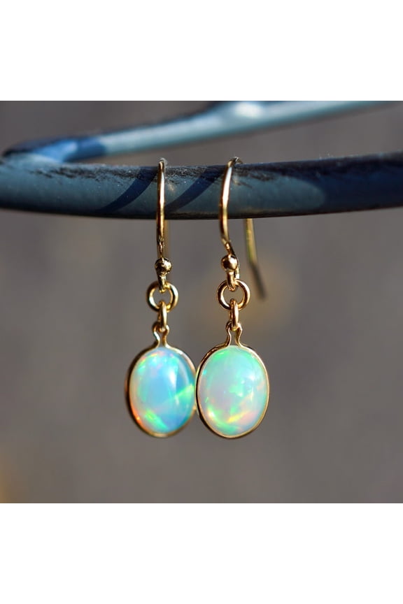 14k Gold Filled or Sterling Silver Natural Ethiopian Welo Opal Drop Earrings 8 x 6mm Jewellery