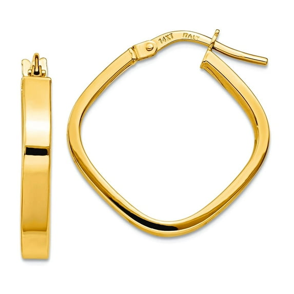 14k Solid Yellow Gold Flat Edge Square Hoop Earrings 27.25x27.35mm Wide 3mm Thick Hoop Earring for Women