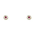 thumbnail image 1 of 14k Gold Flower 5mm Cubic Zirconia Screw Stud July Birthday Earrings Stud Earring for Women, 1 of 2