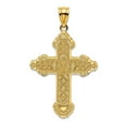 thumbnail image 1 of 14k Gold Flower Centered Scroll Religious Faith Cross With Flower Bottom Tip 29.4mm long Pendant Necklace for Women, 1 of 2