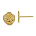 thumbnail image 1 of 14k Gold Flower Post Earrings Engraved 10x9.2mm Wide Stud Earring for Women - 1.4 Grams, 1 of 2