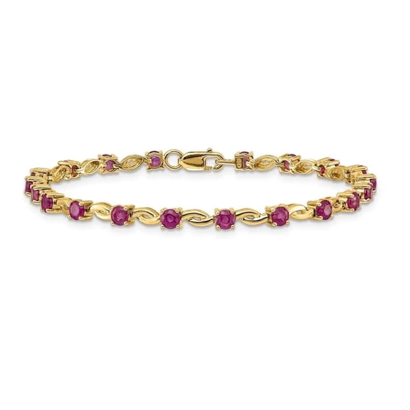 Fine Color Jewels IGI Certified Ruby Round Cut Diamond Bracelet for Women 2.5 Carat 14K Yellow Gold