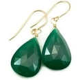 thumbnail image 1 of 14k Gold Green Onyx Faceted Large Long Dangle Teardrop Briolettes Earrings Designed for Adult Women, 1 of 4