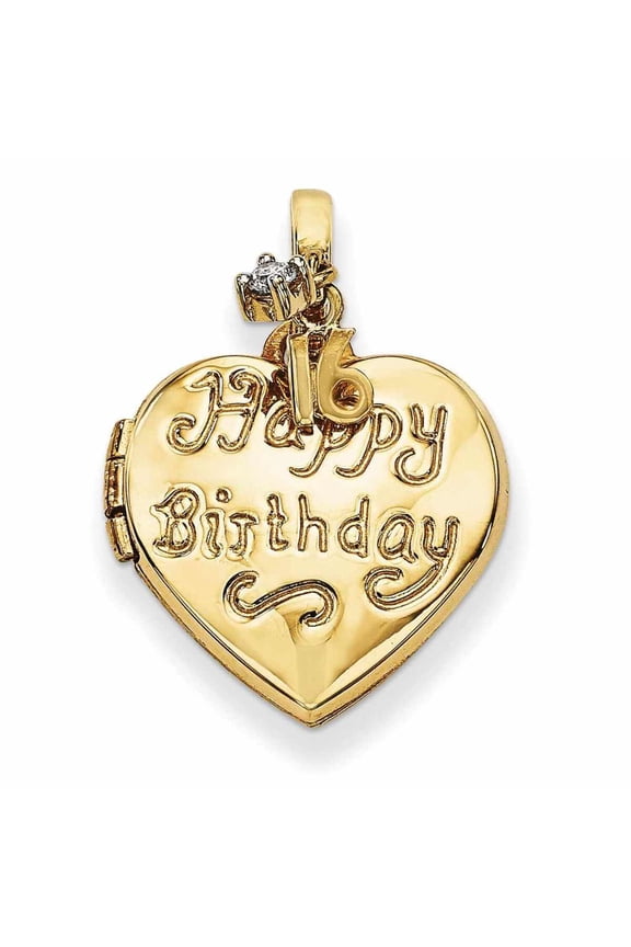 14k Gold Heart Happy 16th Birthday with Locket
