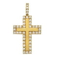 thumbnail image 1 of 14k Gold Heavy Plated CZ Bordered Dimensional Cross Pendant + 20 inch 2mm Rope Chain Necklace Set, 1 of 7