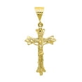 thumbnail image 1 of 14k Gold Heavy Plated Fleur-De-Lis Trefoil Crucifix Pendant + 20" 4mm Figaro Chain Necklace Set, 1 of 7