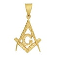 thumbnail image 1 of 14k Gold Heavy Plated Large Masonic Freemasonry Pendant + 30" 2.4mm Rope Chain Necklace Set, 1 of 7