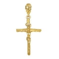 thumbnail image 1 of 14k Gold Heavy Plated Wood Textured Titulus Crucifix Pendant + 20" 4mm Curb Chain Necklace Set, 1 of 7