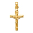 thumbnail image 1 of 14k Solid Yellow Gold Hollow Crucifix Pendant Necklace 30x15mm Wide Pendant for Women - .9 Grams, 1 of 2