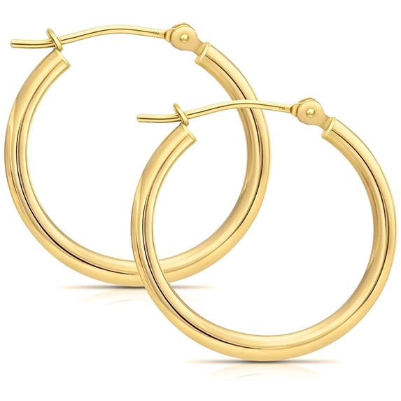 Art and Molly 14k Gold Hoop Earrings, 0.8in diameter, dainty stackable comfortable