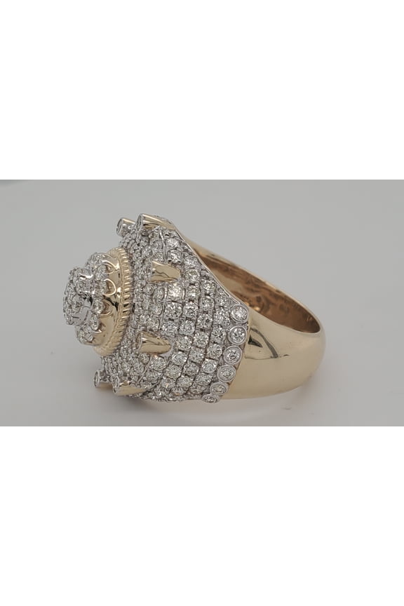 14k Gold Huge Men's Domed Diamond Ring 4ct 14.7g GORGEOUS Statement Ring