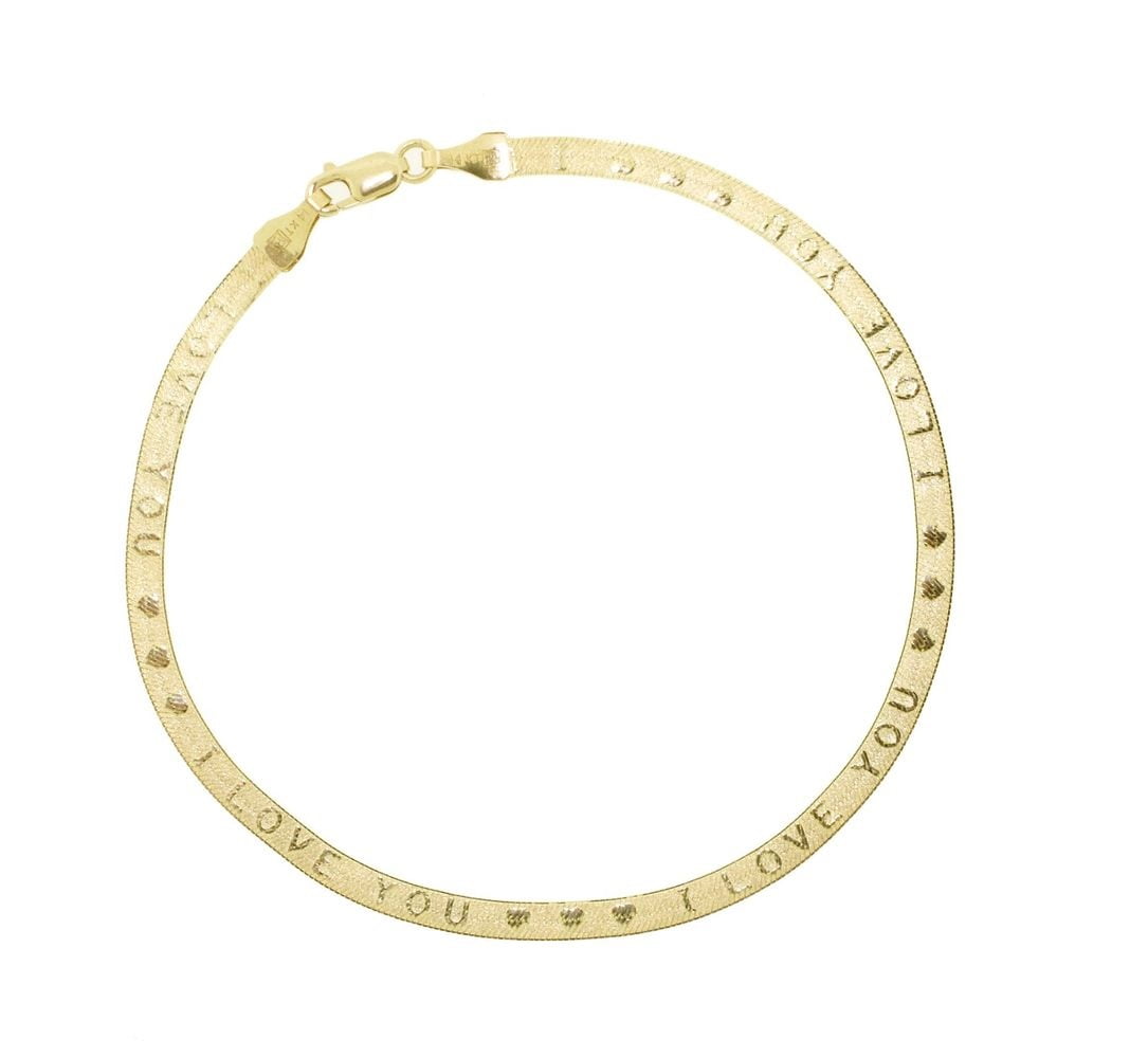 14k gold i love you online bracelet