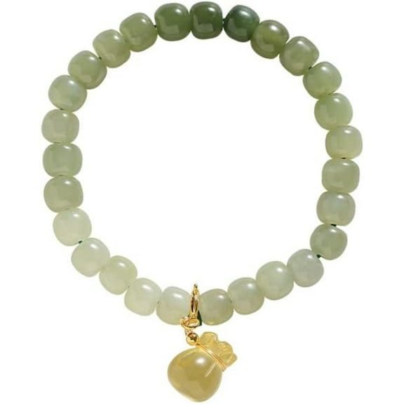 14k Gold Jade Bead Bracelet, Gradient Color Agate Bracelet, Beautiful Jewelry Gift for Mother, Wife