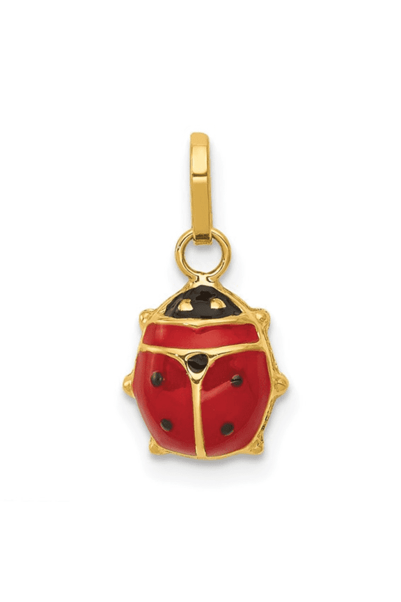 Fine Color Jewels 14k Gold Ladybug Charm for Women Flat Back Profile Type