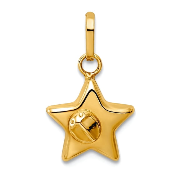 14k Solid Yellow Gold Ladybug a Star Charm Pendant Necklace for Women - .5 Grams