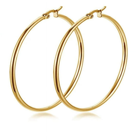 14k Gold Plated Large Hoop Earring with French Lock Closure (60mm)