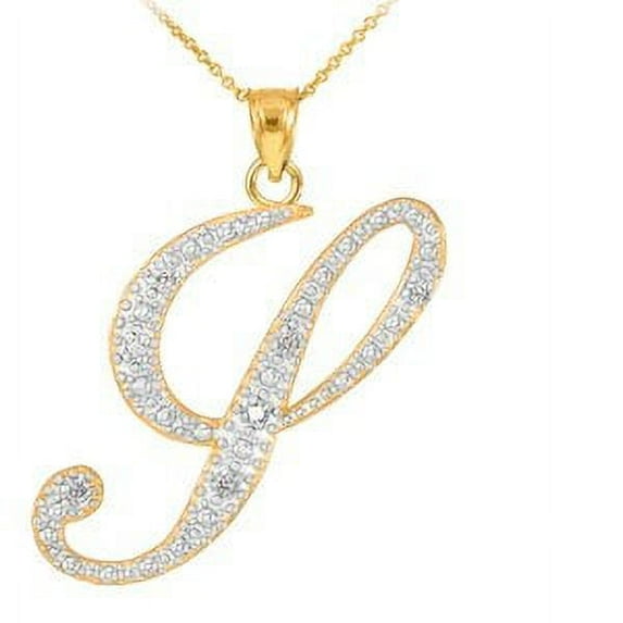 14k Gold Letter Script "Y" Diamond Initial Pendant Necklace : Pendant with 18" chain