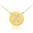 thumbnail image 1 of 14k Gold Letter "X" Initial Diamond Disc Necklace - 16", 1 of 1