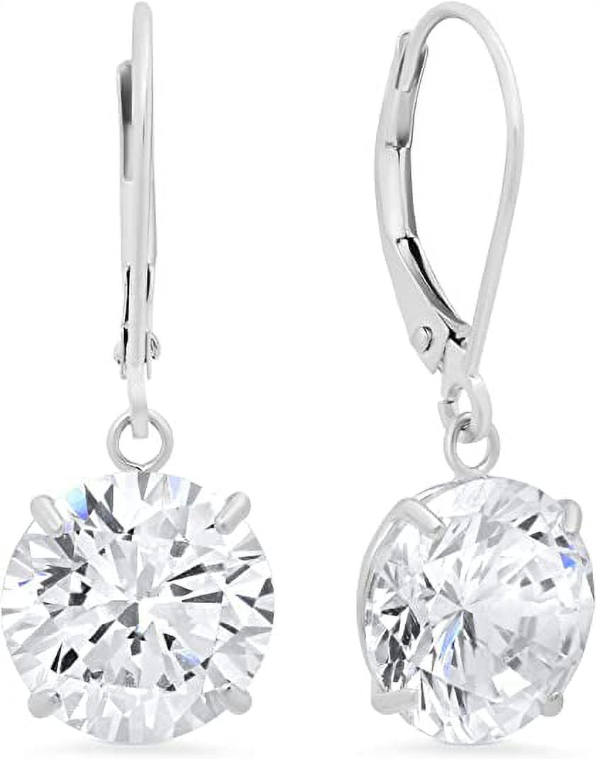 14k Gold Leverback Cubic Zirconia Dangle Earrings for Women | Real White Gold Dangle Earrings | 8 CT.TW 14k Gold Earrings for Women | CZ Cubic Zirconia Drop Earrings by MAX + STONE