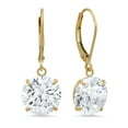 thumbnail image 1 of 14k Gold Leverback Cubic Zirconia Dangle Earrings for Women | Real Yellow Gold Dangle Earrings | 8 CT.TW 14k Gold Earrings for Women | CZ Cubic Zirconia Drop Earrings by MAX + STONE, 1 of 5