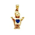 thumbnail image 1 of 14k Gold Light-Blue Love Heart Pendant Necklace 1 Inch Long Pendant for Women, 1 of 2