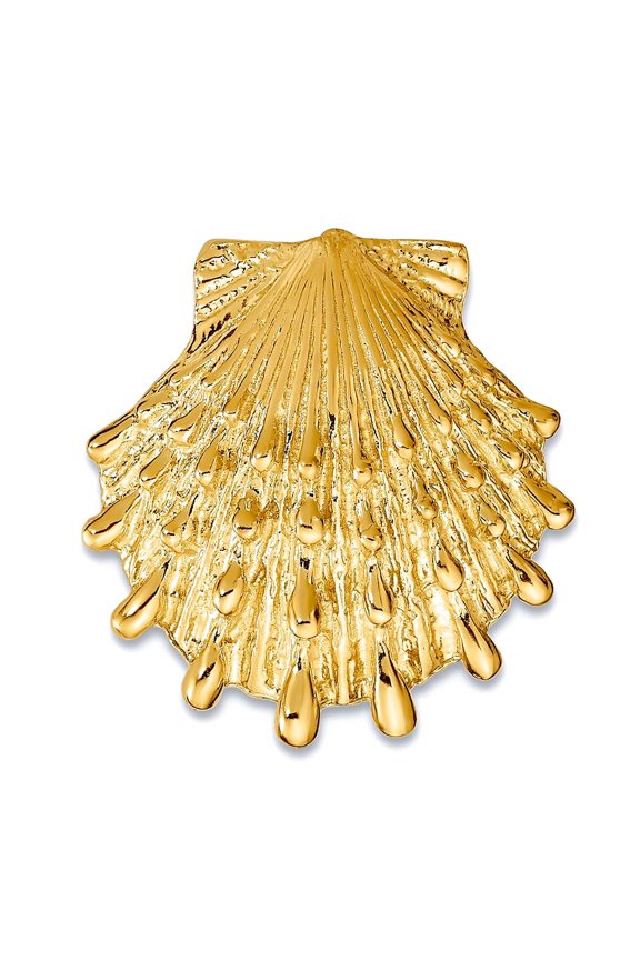 14k Gold Lions Paw Shell Slide 18x17mm Wide Pendant Necklace for Women - 3.3 Grams