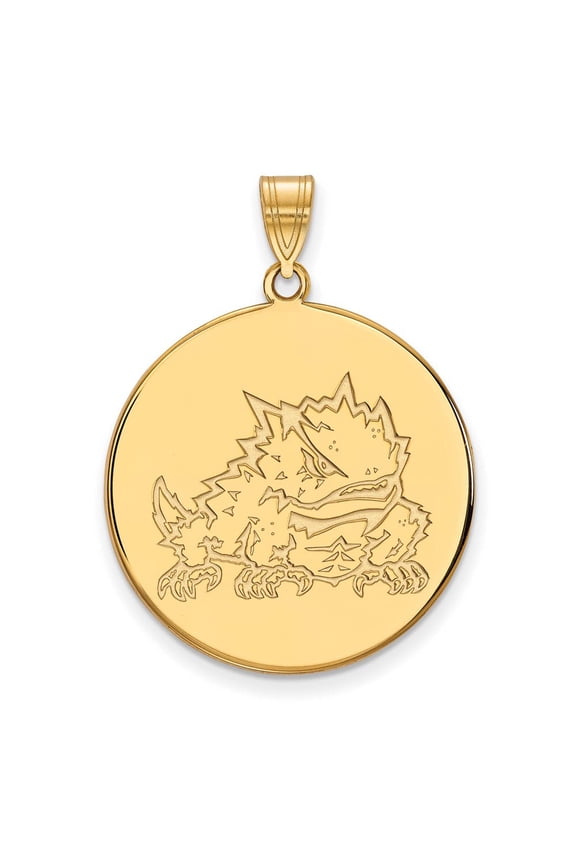 14k Gold LogoArt Texas Christian University Horned Frog Extra Large Disc Pendant Q4Y041TCU