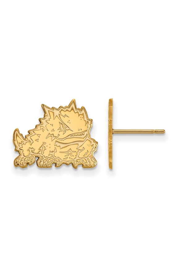 14k Gold LogoArt Texas Christian University Horned Frog Small Post Earrings Q4Y023TCU