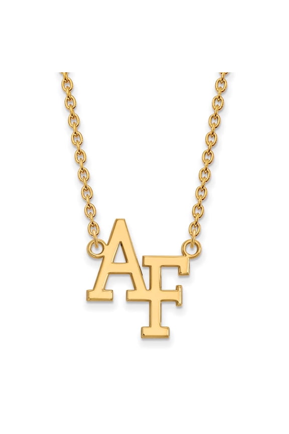 14k Gold LogoArt United States Air Force Academy A-F Large Pendant 18 inch Necklace Q4Y012USA-18