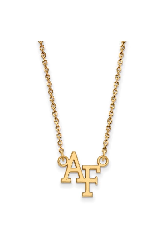 14k Gold LogoArt United States Air Force Academy A-F Small Pendant 18 inch Necklace Q4Y011USA-18