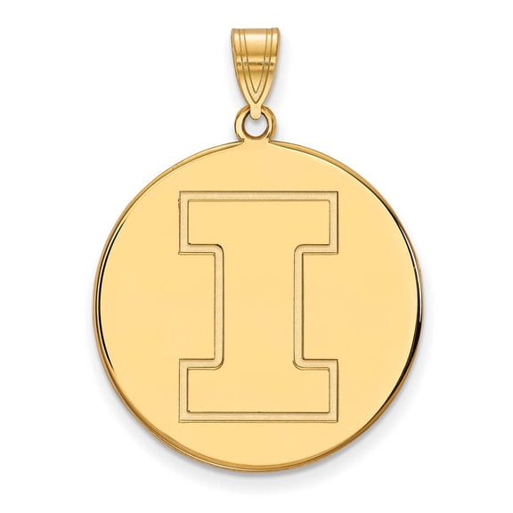 14k Gold LogoArt University of Illinois Letter I Extra Large Disc Pendant Q4Y069UIL