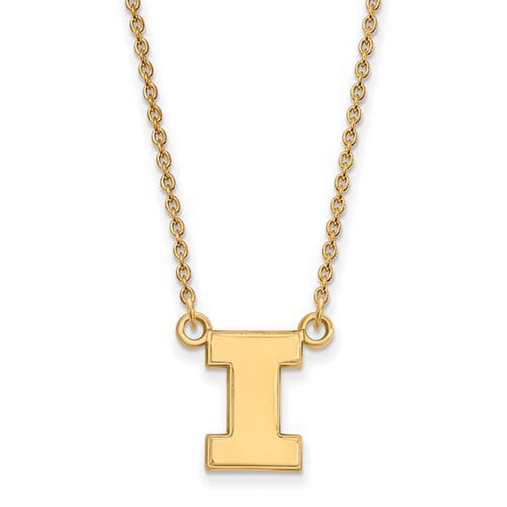 14k Gold LogoArt University of Illinois Letter I Small Pendant 18 inch Necklace Q4Y015UIL-18