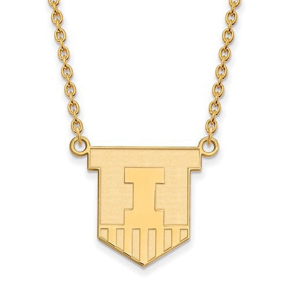 14k Gold LogoArt University of Illinois Victory Badge Large Pendant 18 inch Necklace Q4Y055UIL-18