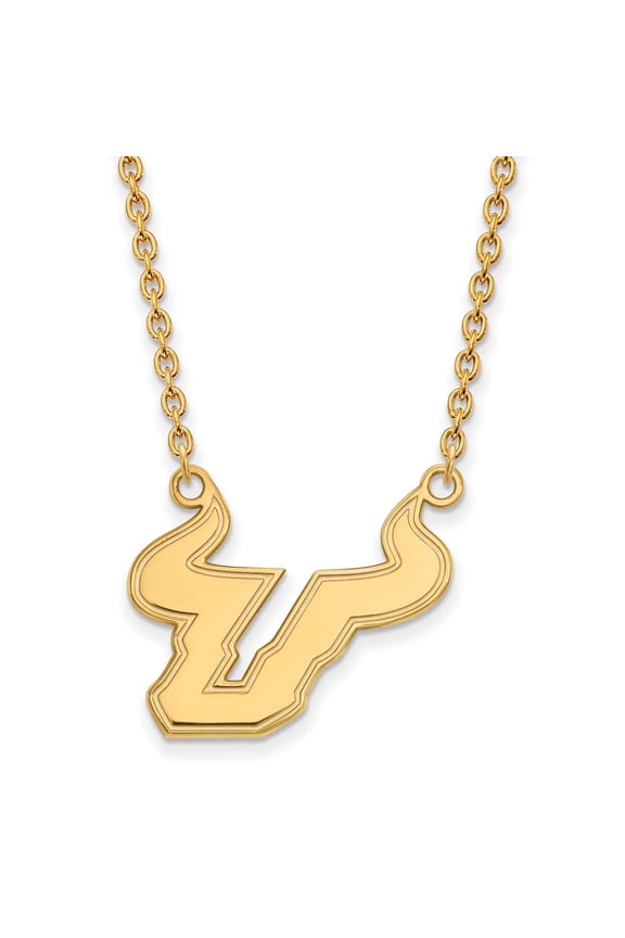 14k Gold LogoArt University of South Florida Bull Large Pendant 18 inch Necklace Q4Y010USFL-18