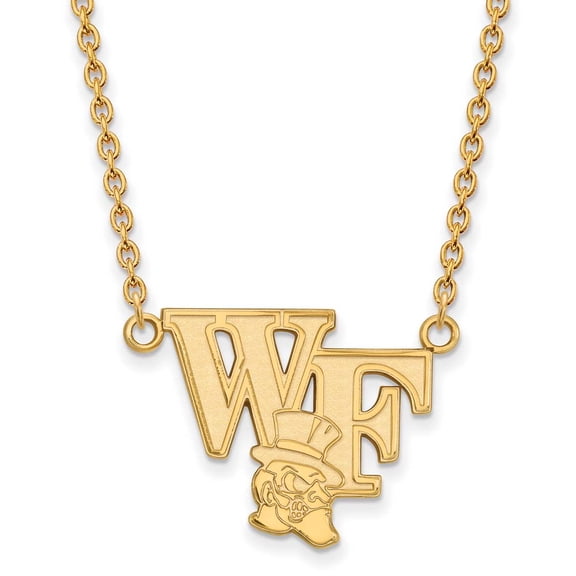 14k Gold LogoArt Wake Forest University W-F Deacon Large Pendant 18 inch Necklace Q4Y048WFU-18