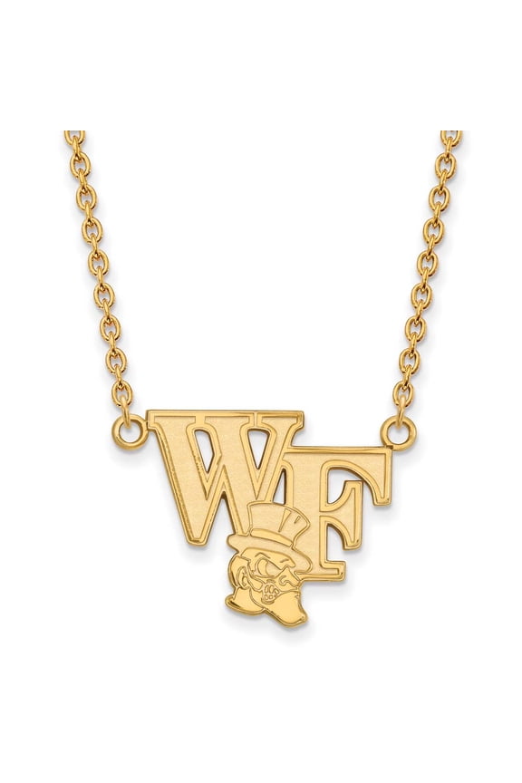 14k Gold LogoArt Wake Forest University W-F Deacon Large Pendant 18 inch Necklace Q4Y048WFU-18