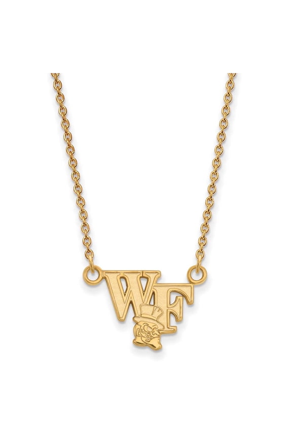 14k Gold LogoArt Wake Forest University W-F Deacon Small Pendant 18 inch Necklace Q4Y047WFU-18