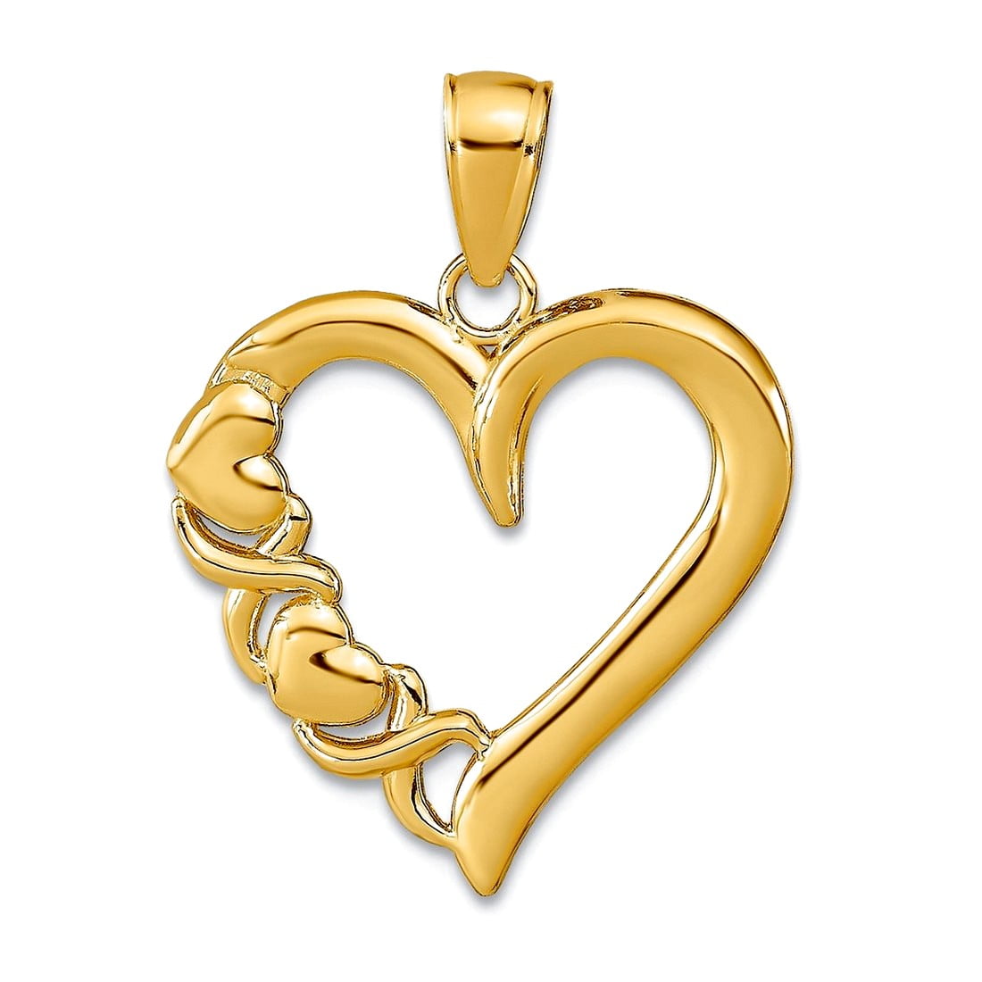 14k Gold Love Heart Pendant Necklace With Xo Side High Polish and