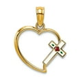 thumbnail image 1 of 14k Gold Love Heart With Enamel Religious Faith Cross Pendant Necklace Cut-out 18.2x13mm Wide Pendant for Women, 1 of 2