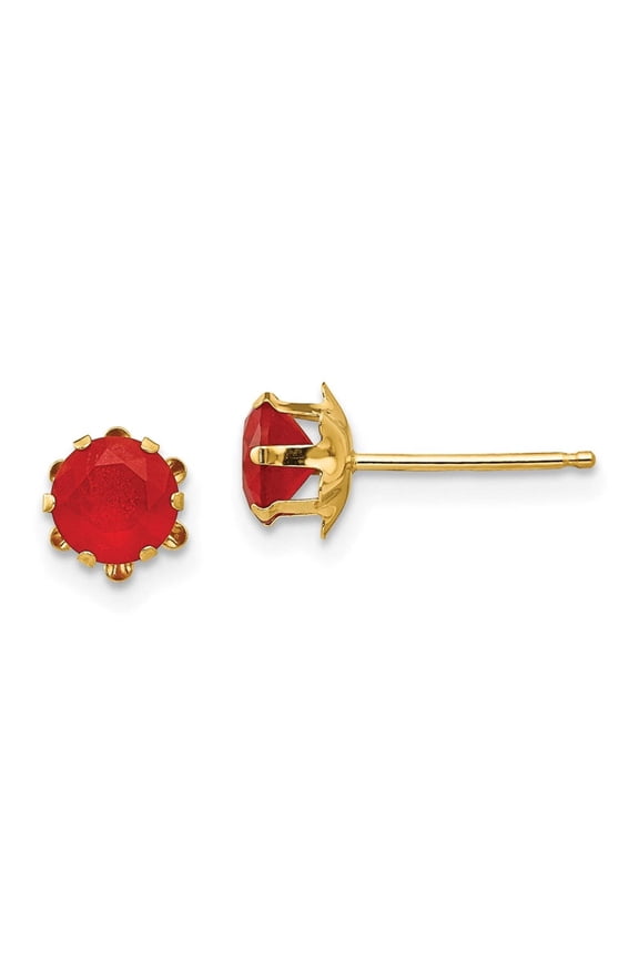 14k Gold Madi K 5mm Synthetic Ruby (Jul) Earrings