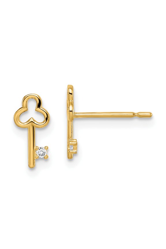 14k Madi K CZ Key Post Earrings