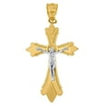 thumbnail image 1 of 14k Gold Mens Two-tone Cross Crucifix Height 35.4mm Religious Pendant Charm Necklace for Men, 1 of 2