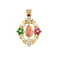 thumbnail image 1 of 14k Gold Mexican Cubic Zirconia Guadalupe Pendant Necklace 18x27mm Pendant for Women - 1.9 Grams, 1 of 2