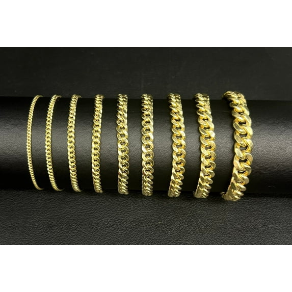14k Gold Miami Cuban Bracelet, Real 14K Yellow Gold Miami Cuban Chain Bracelet, Men and Women Bracelet, 14k Gold Bracelet, 14k Gold Miami (Bracelet width:3; Bracelet length:8;)