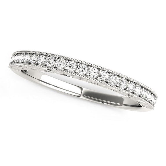 14k Gold Milgrain Bordered Round Diamond Wedding Band 1/6 cttw SZ 6.5