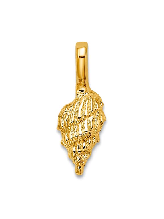 14k Gold Mini Conch Shell With Fixed Bail Charm 15.05x5.65mm Wide 3.4mm Thick Pendant Necklace for Women
