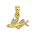thumbnail image 1 of 14k Gold Mini Flying Animal Sealife Fish Pendant Necklace 6.3x11.5mm Wide 1.1mm Thick Pendant for Women, 1 of 2